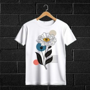Minimalist Floral Graphic White T-Shirt – Modern Art Design